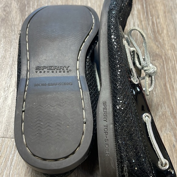 Sperry Black Sparkly Top- Siders/Boat Shoes Size 6.5 - Picture 14 of 15